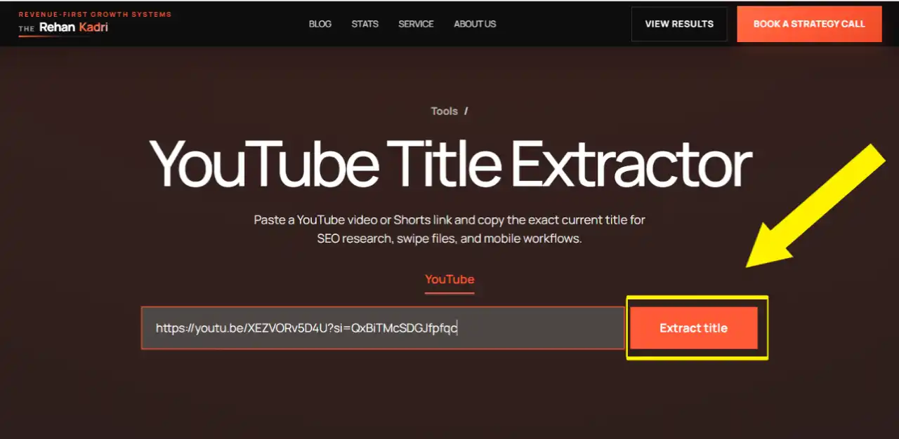 Click the Extract title button to pull the YouTube title and metadata