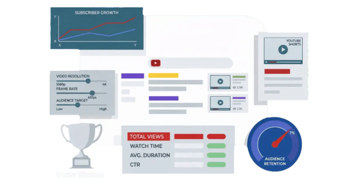 Illustration for YouTube statistics showing platform growth and audience data