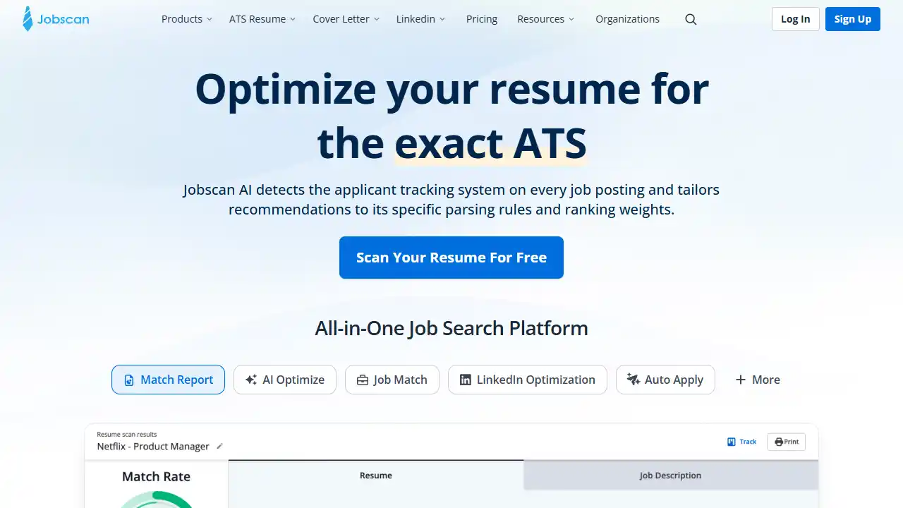 2. Jobscan screenshot