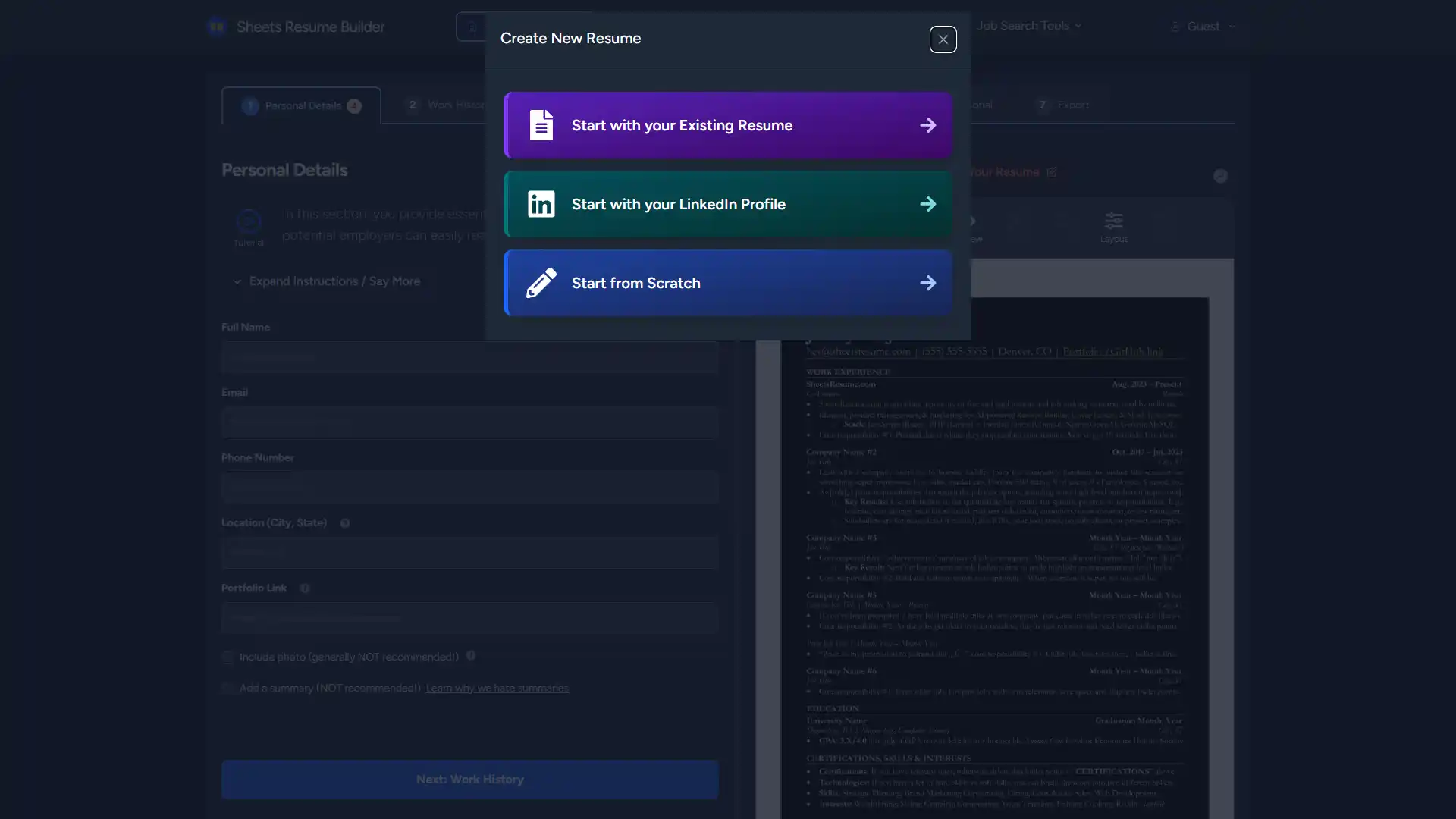 30. SheetsResume screenshot