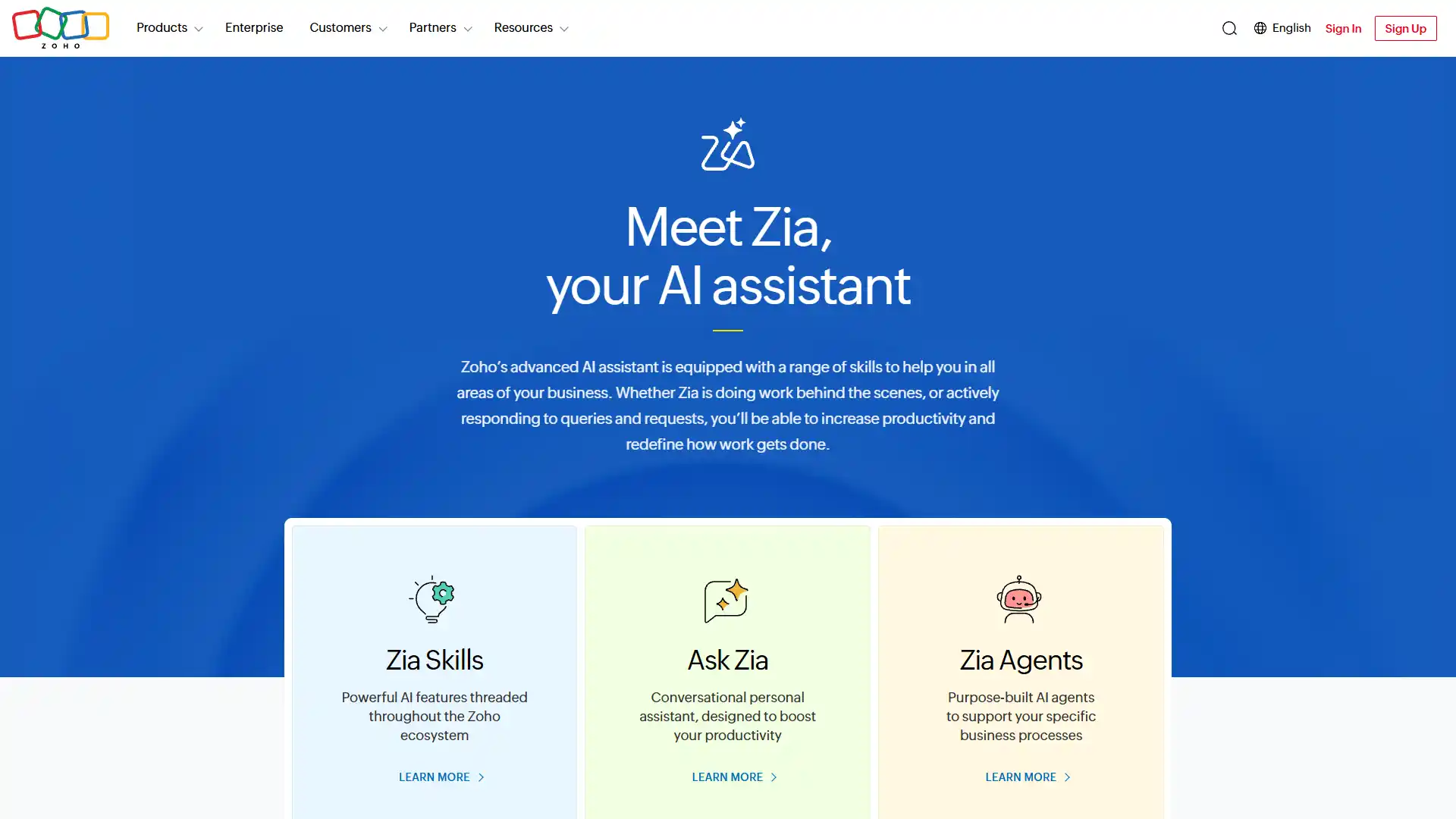 7. Zoho People (Zia AI) screenshot