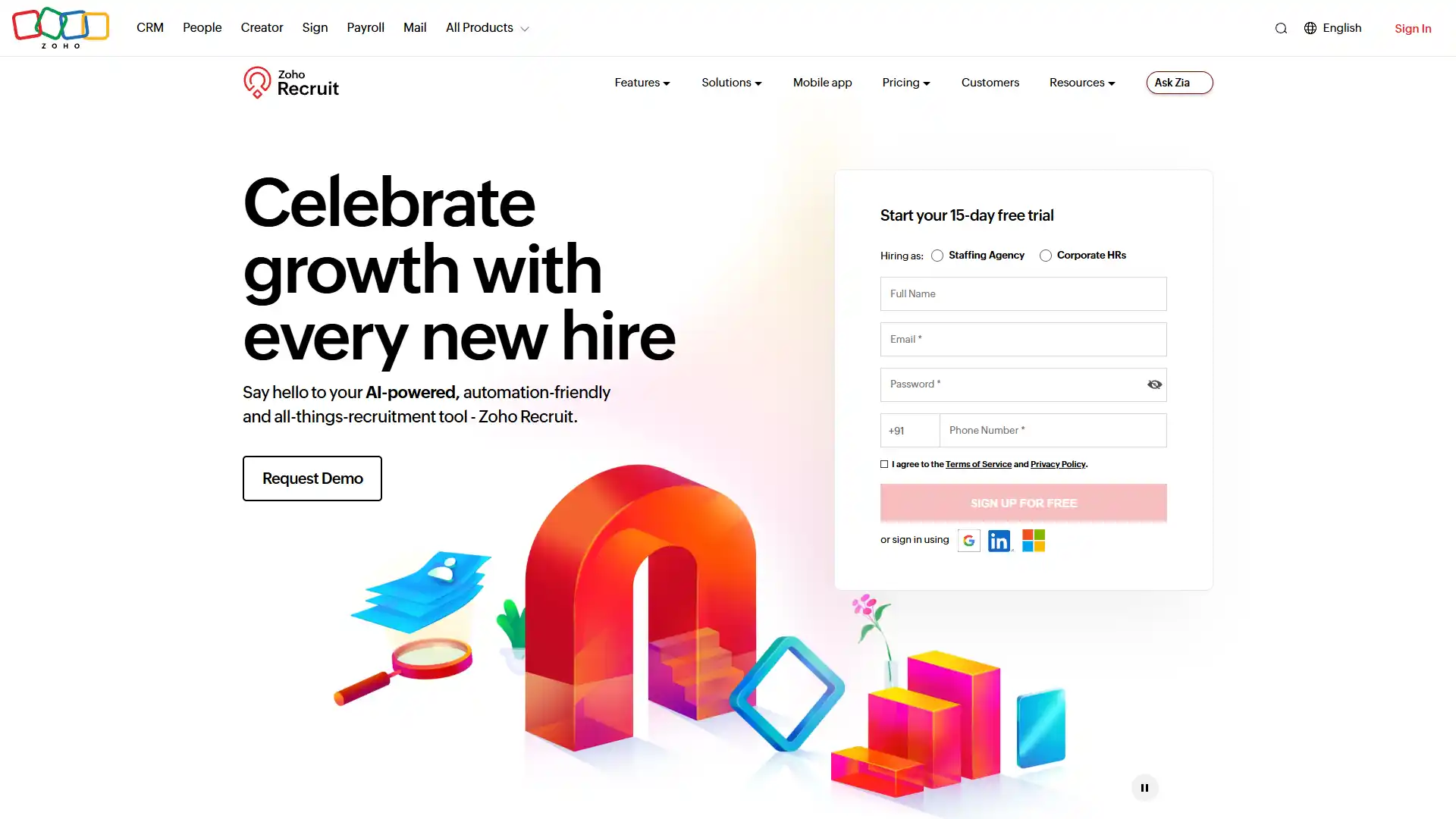 3. Zoho Recruit screenshot